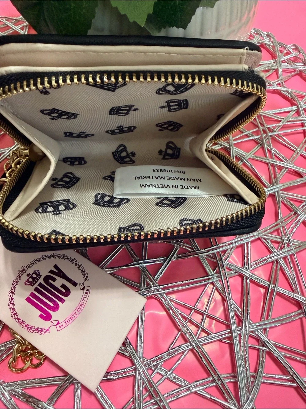 NWT: Juicy By Juicy Couture Checkmate Womens Zip Around Wallet